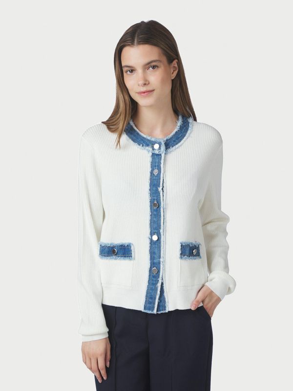Zelma Knit Denim Cardigan Offwhite 