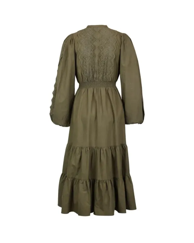 Winter Cotton Midi Dress Olive 