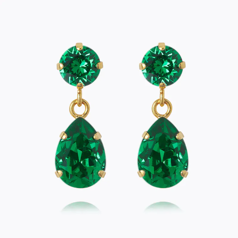 Mini Drop Earrings Gold Majestic Green 