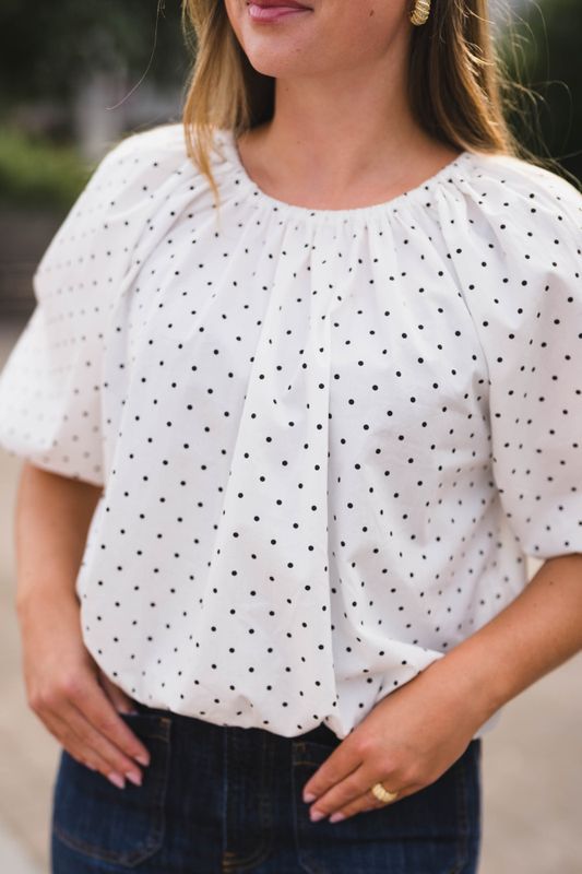 Noy Blouse Dot White Small Black 
