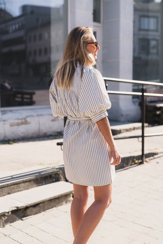 Serene Slim Stripe Dress Offwhite 