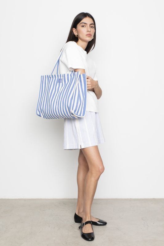 Ivy Tote Bag Blue Stripe 