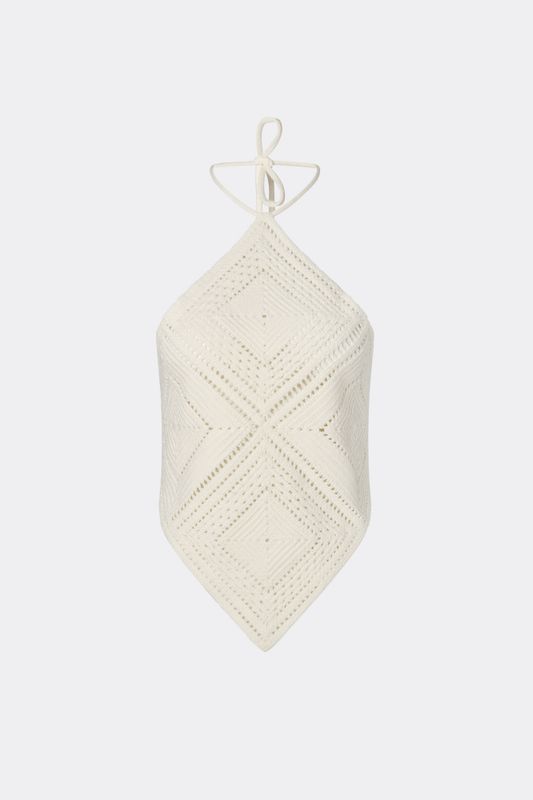 Lia Halterneck Crochet Top Vanilla 