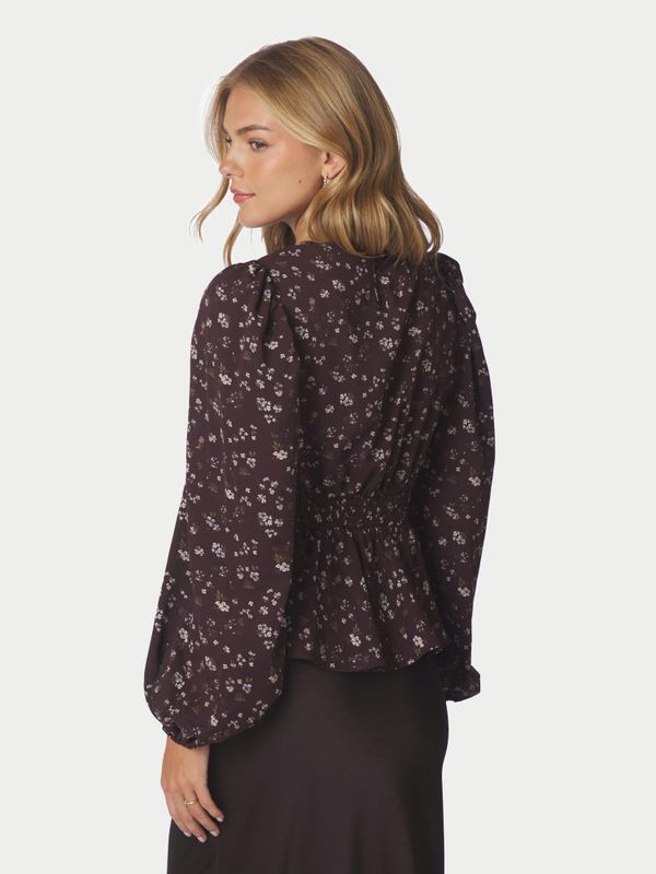 Delphine Flowerbunch Blouse Chocolate Plum 