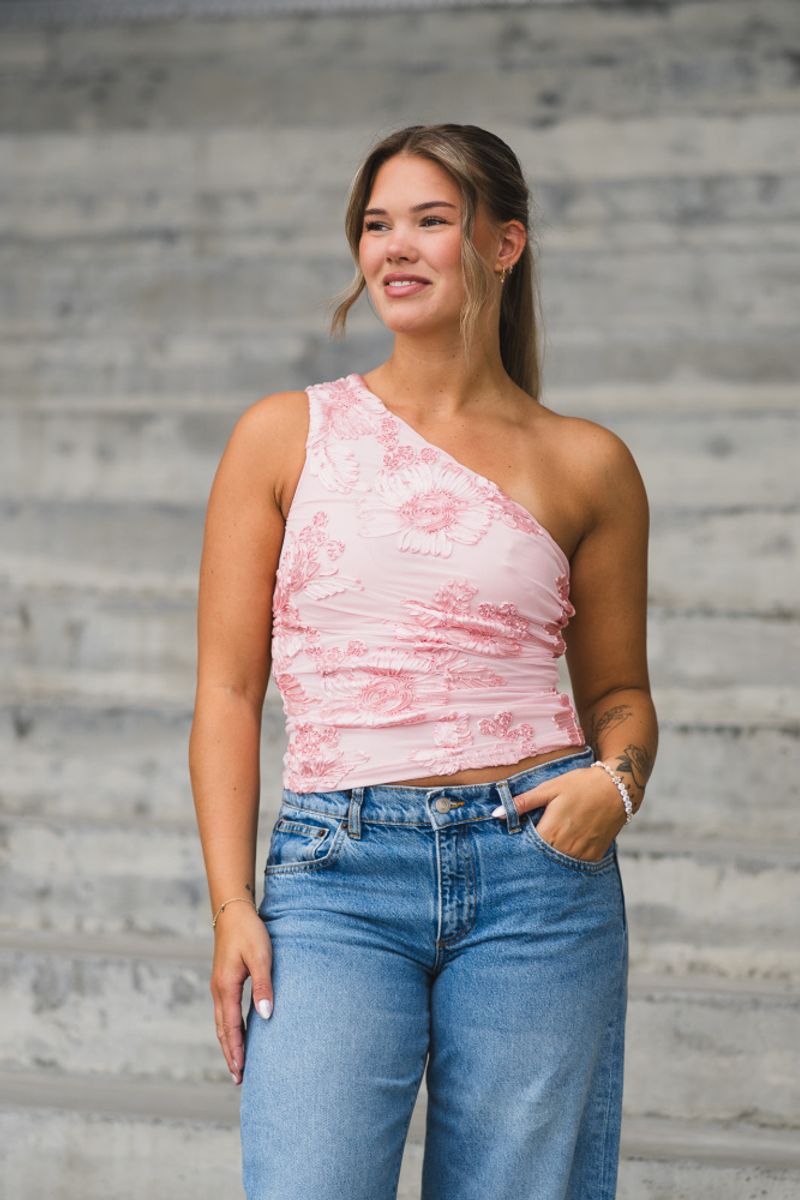 Florini Big Flower Mesh Top Light Pink 