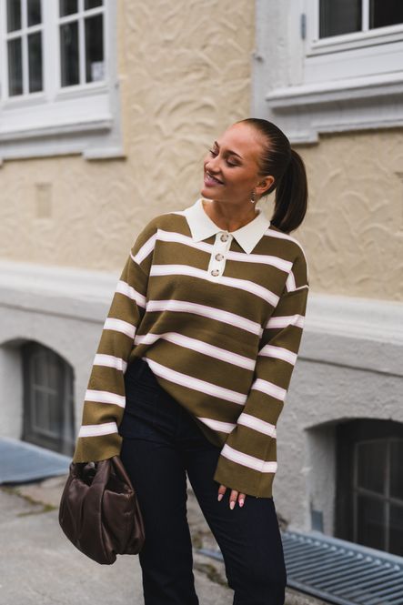 Hovedbilde Isabell LS Polo Knit Pullover Fir Green W. ...
