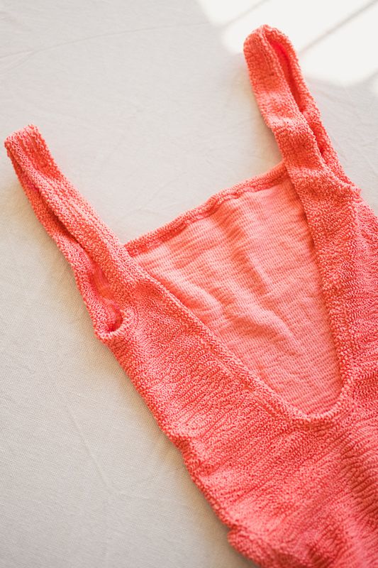 Square Neck Swim Metallic Coral 