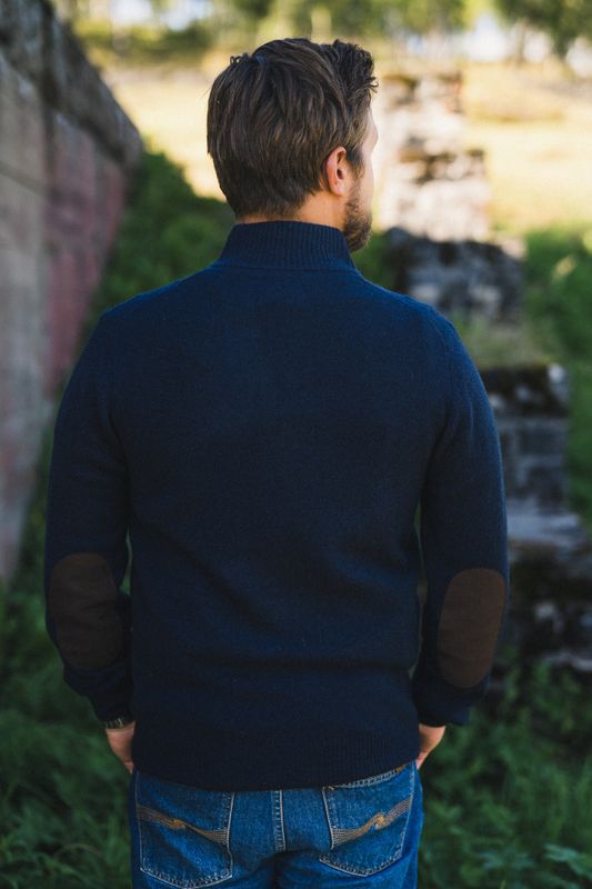 Essent Patch Zip Through Knitted Jumper Navy 