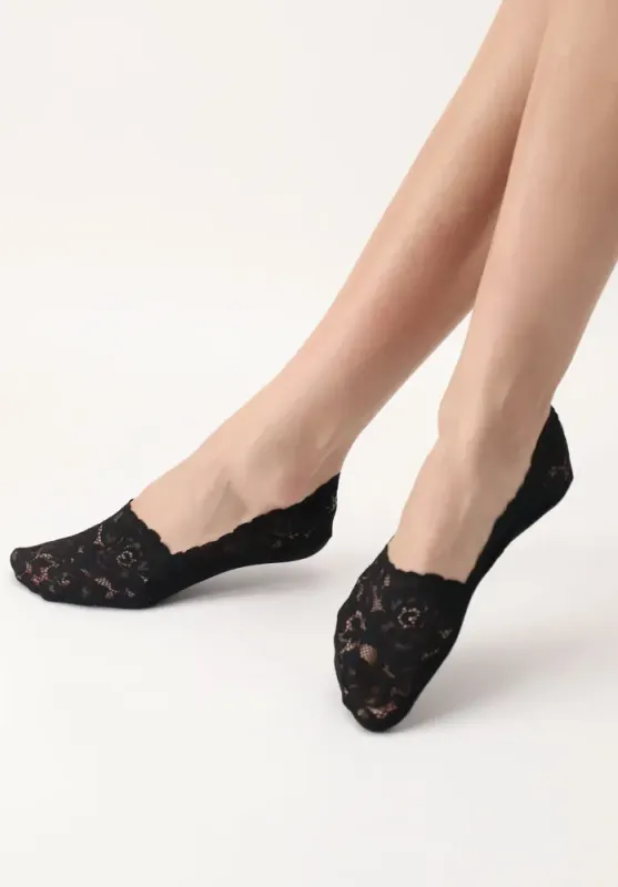 Lacy No Show Socks Black 