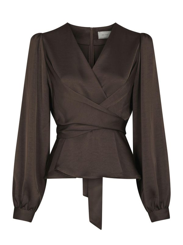 Rista Heavy Sateen Blouse Dark Brown 