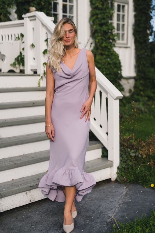 Alia Cowl Neck Ruffled Maxi Dress Lavender 