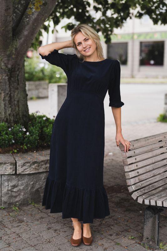 Rita Midi Dress Midnight Corduroy 