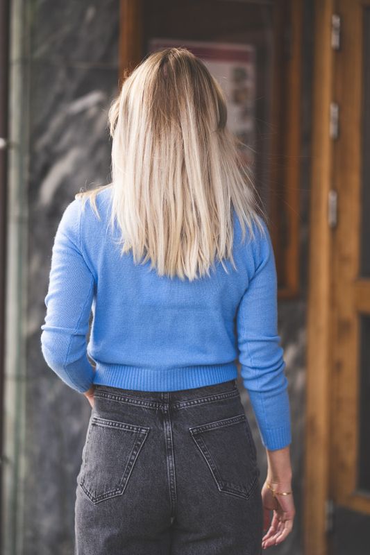 W. Cashmere Cardigan Blue 