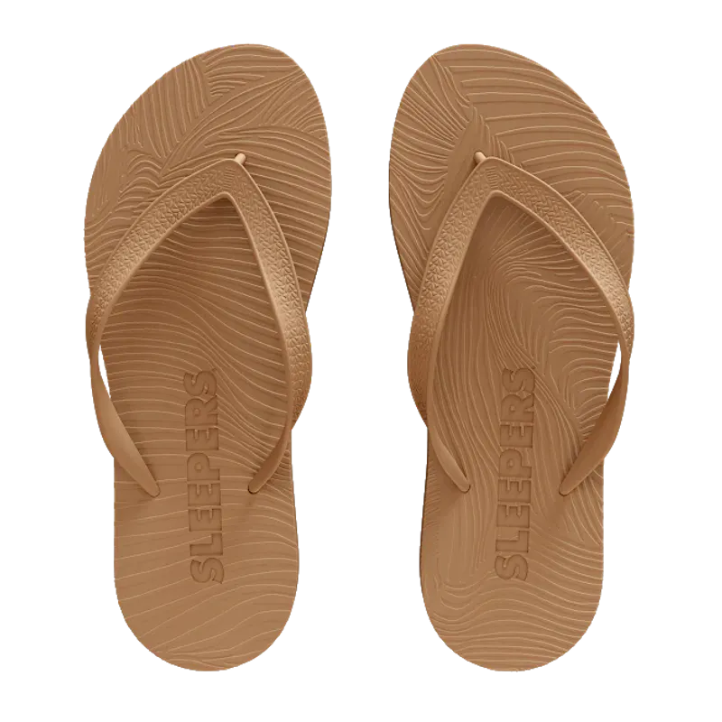 Slim Wide Strap Flip Flops Sand 