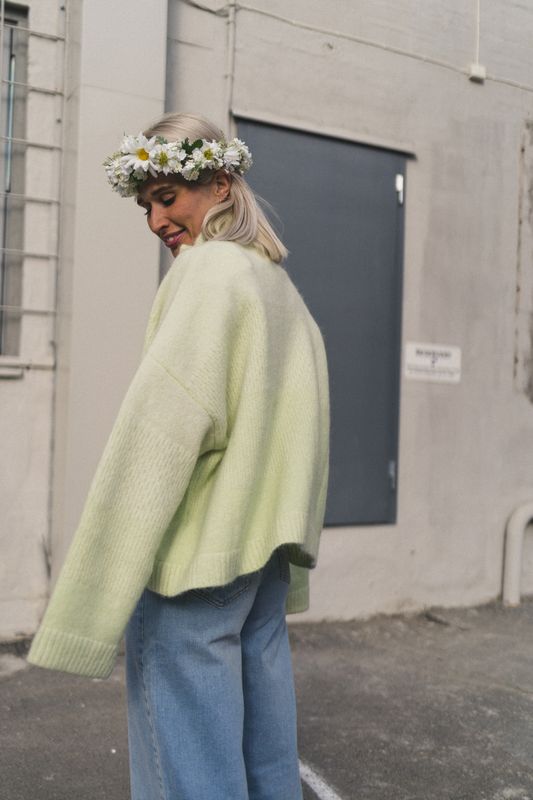 Tine Knit Cardigan Light Green 