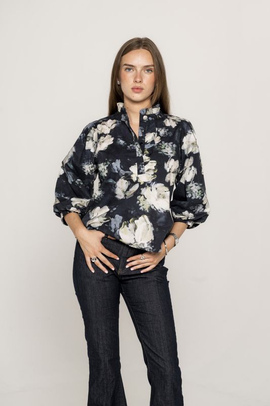 Ella Blouse Blue Garden