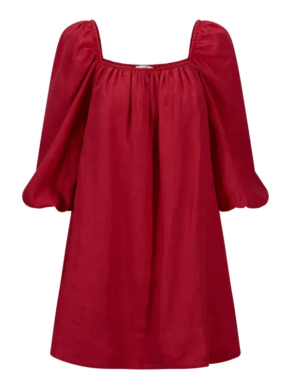 Alma Linen Dress Red 