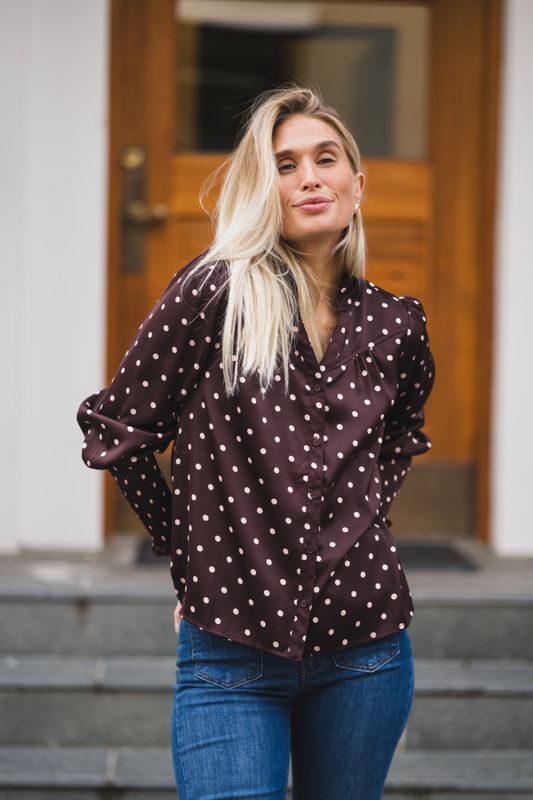 Camisa Dot Blouse Burgundy 