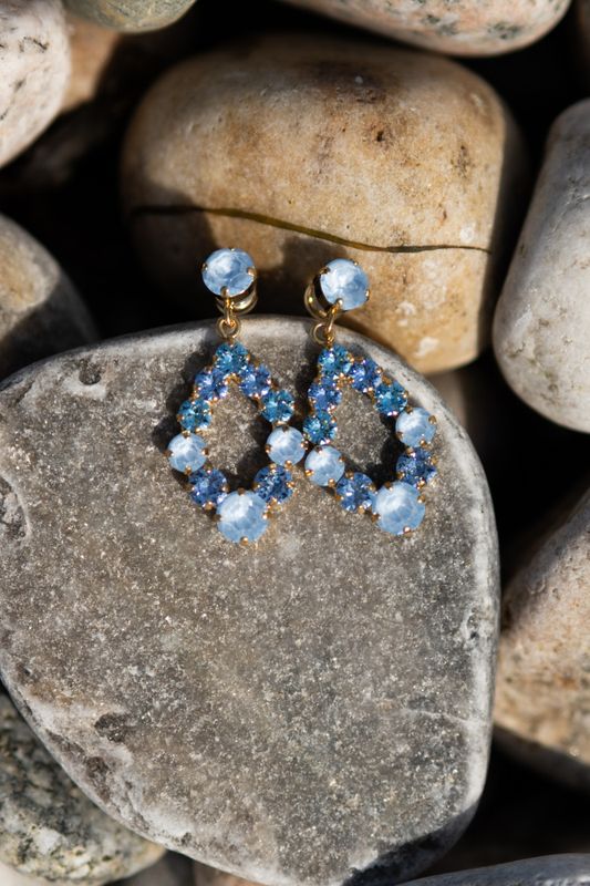 Mini Delia Earrings Gold Sky Combo 