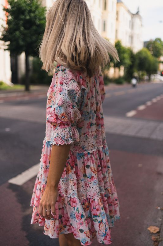 Cotton Slub Button Down Dress Butterfly Field