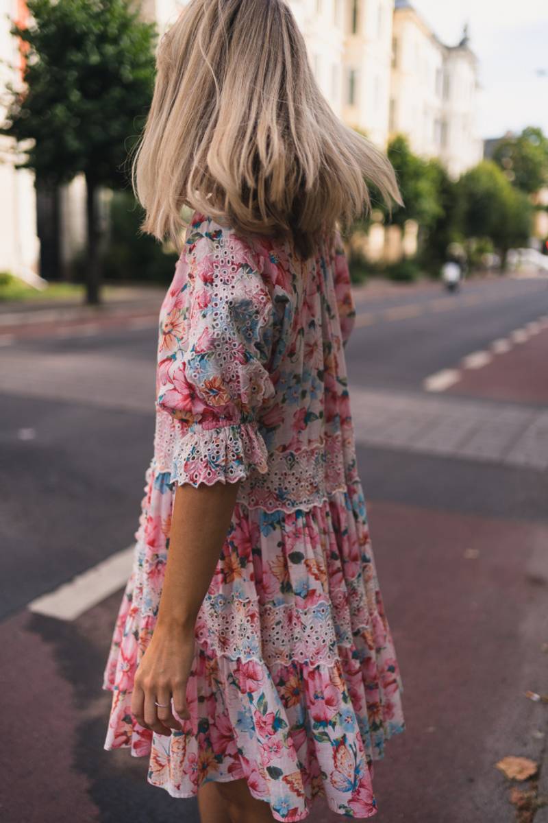 Cotton Slub Button Down Dress Butterfly Field Vakre Vene