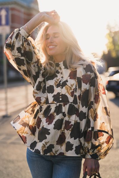 Hovedbilde Pernilla High Neck Balloon Sleeve Blouse Wine ...