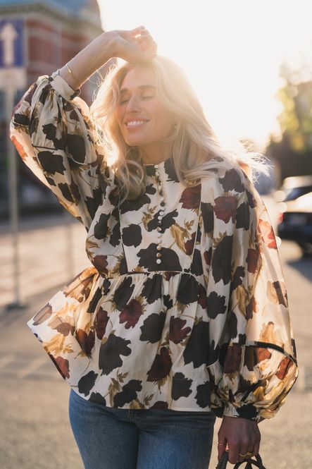 Hovedbilde Pernilla High Neck Balloon Sleeve Blouse Wine ...