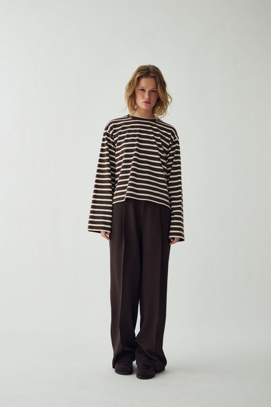 Maple LS T-Shirt Eton Brown Ivory Stripe