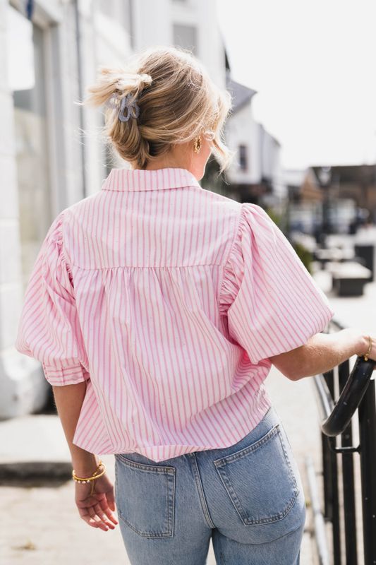 Etta Soft Stripe Stone Shirt Light Pink 