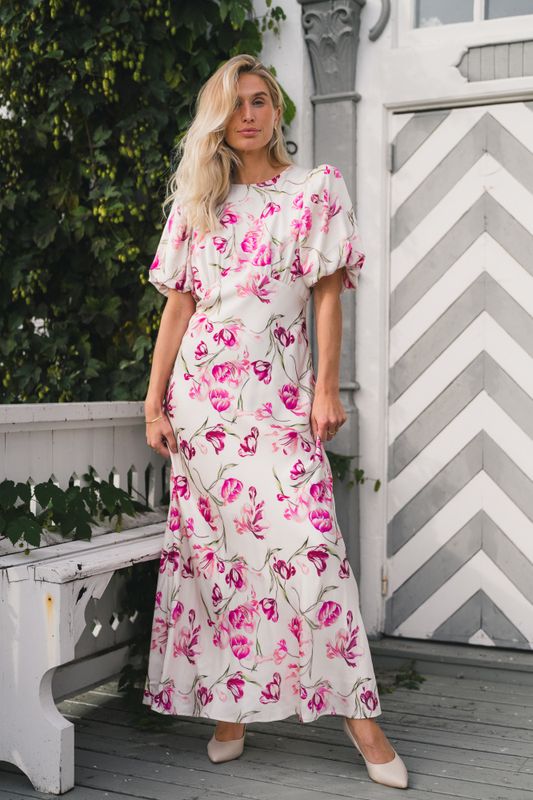 Freja Pouf Sleeve Maxi Dress Tulip Pink 