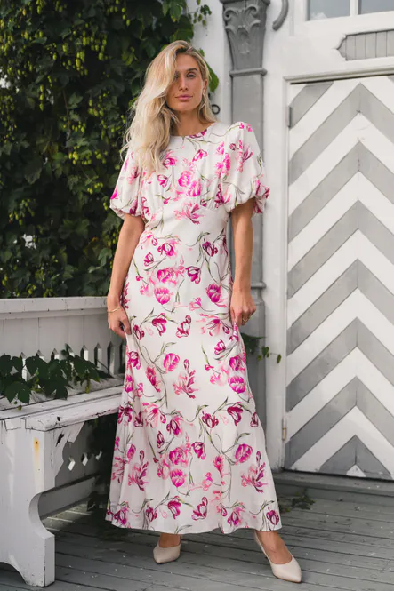 Hovedbilde Freja Pouf Sleeve Maxi Dress Tulip Pink 