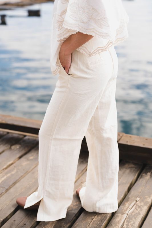 Keeley Edelmira HW Pants Bleached Sand