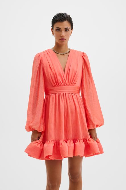 Hovedbilde Jadie V-Neck Ruffled Mini Dress Coral 