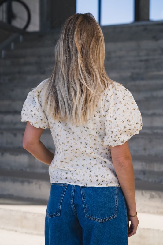 Irina Small Rose Flower Blouse Light Yellow 