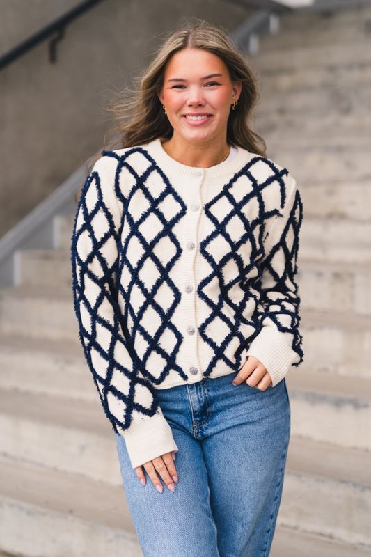 Zigly LS Knit Cardigan Birch Navy Blazer 