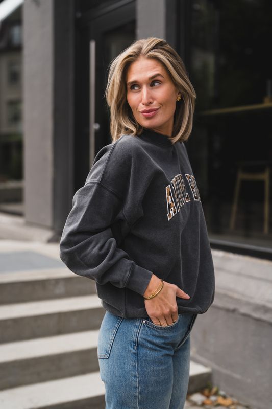 Miles Sweatshirt Anine Bing Leopard Washed Black 