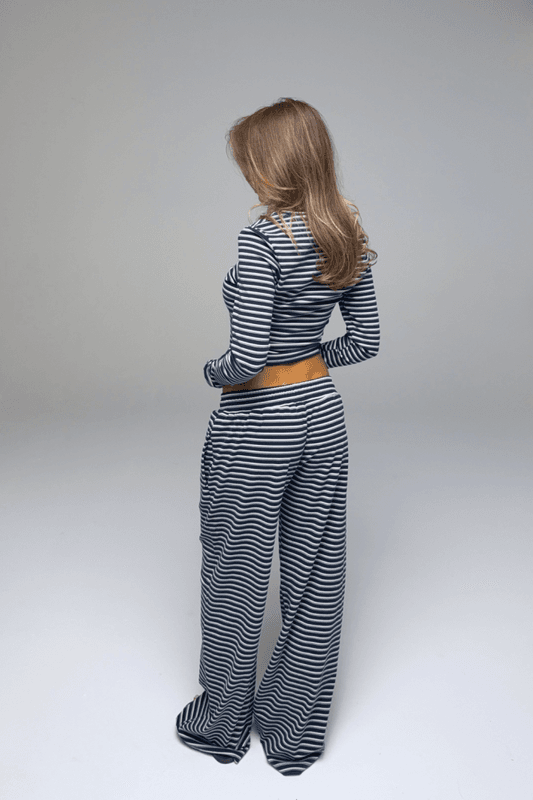Palmer Soft Stripe Wide Leg Pants Navy/White 