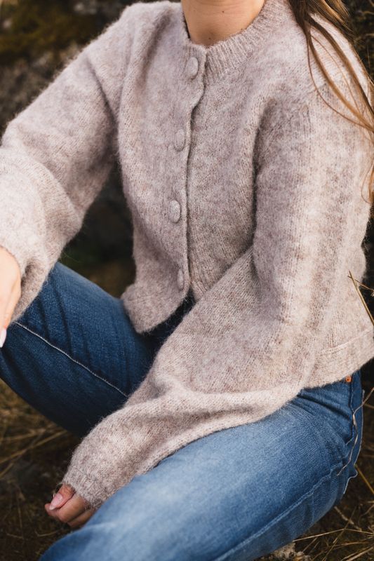 Gio Fluffy Knit Cardigan Beige Melange 