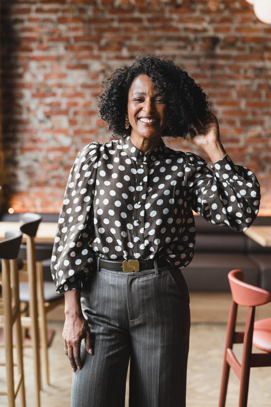 Striped Organza Blouse Dots 