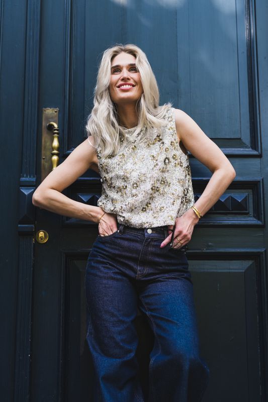 Magnolia SL Top EMB Silver/T Coco