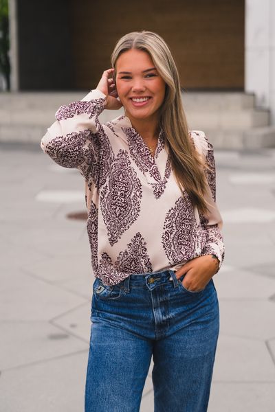 Hovedbilde Rosslyn Paisley Drop Blouse Burgundy