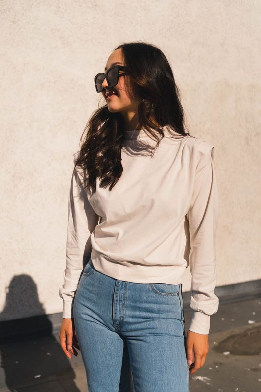 Pleated Detail Sweater Off White 