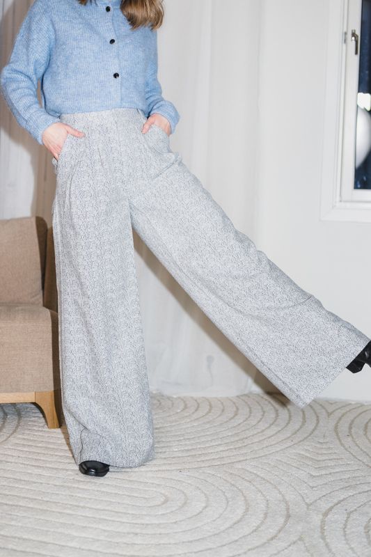 Coelle HW Pants Organic Black White Structure