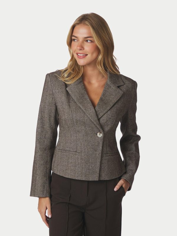 Valia Herringbone S Blazer Dark Brown 