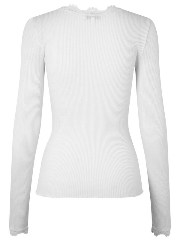 Babette Silk LS Lace T-Shirt New White 