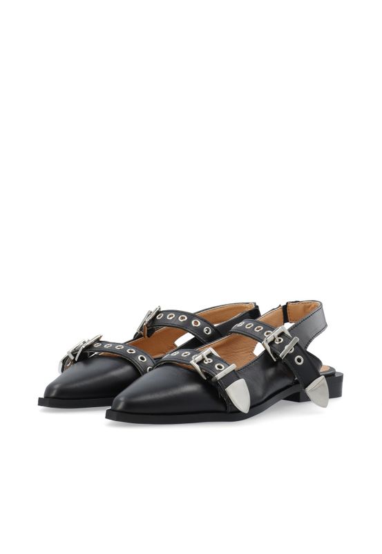 Victoria Slingback Buckle Smooth Leather Black 