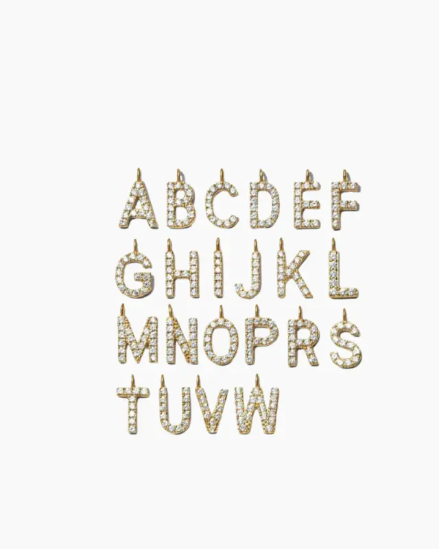Stone Letter Charm Gold 