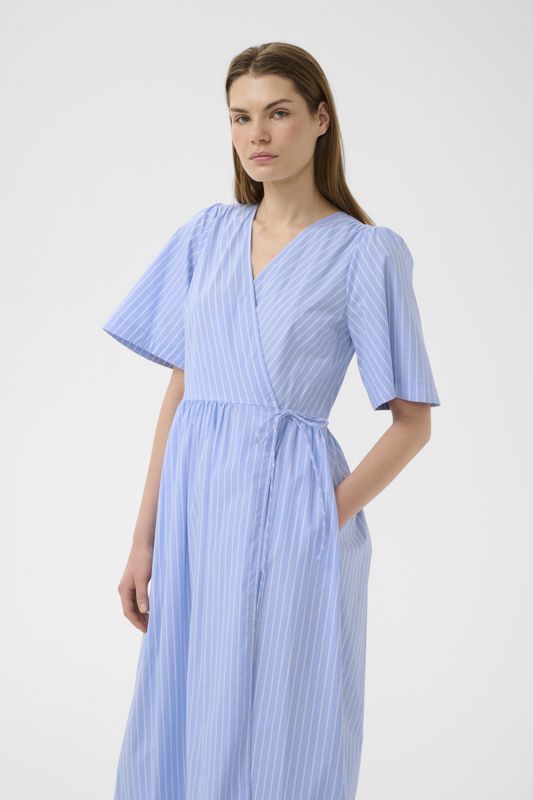 Raelynn Wrap Dress Blue And Summer Stripe 