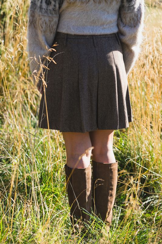 School Wool Check Skirt As Is 