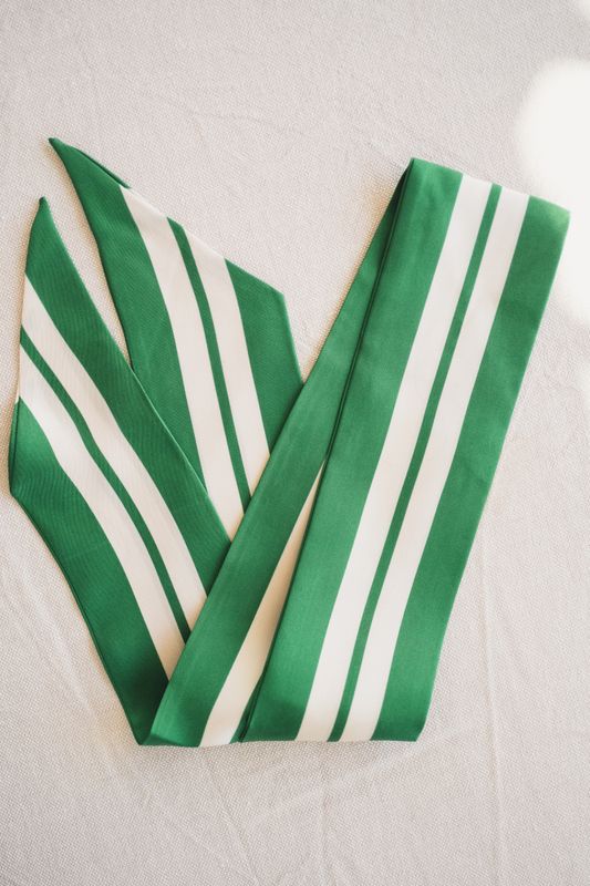 Striped Slim Scarf Green Striped 